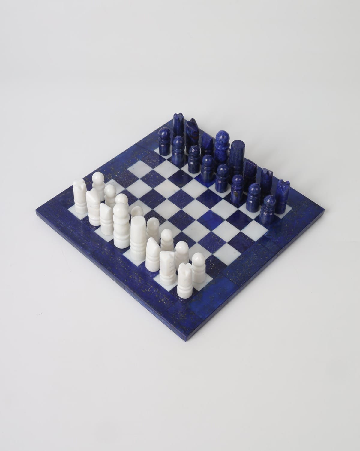 Blue Lapis & White Nephrite Chess Set