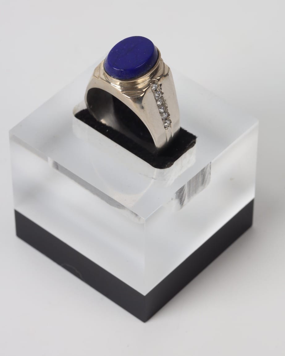 Blue Afghan Lapis Lazuli Men’s Silver Ring