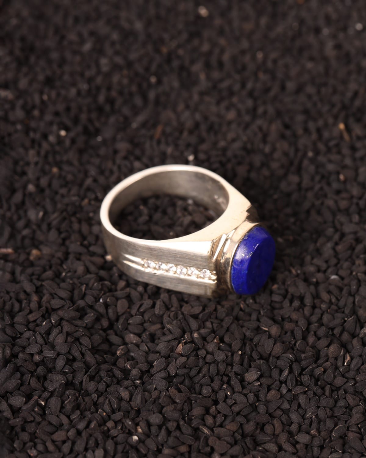 Blue Afghan Lapis Lazuli Men’s Silver Ring