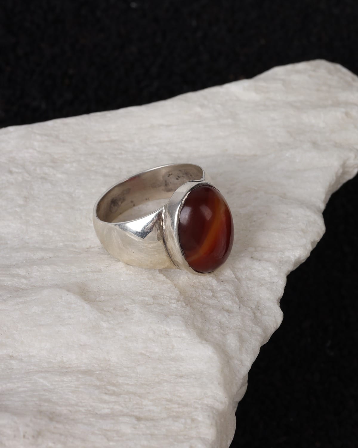 Red Yemeni Agate Men’s Silver Ring