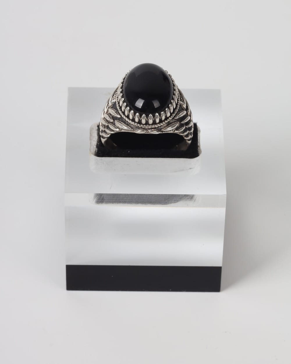 Black Agate Men’s Silver Ring
