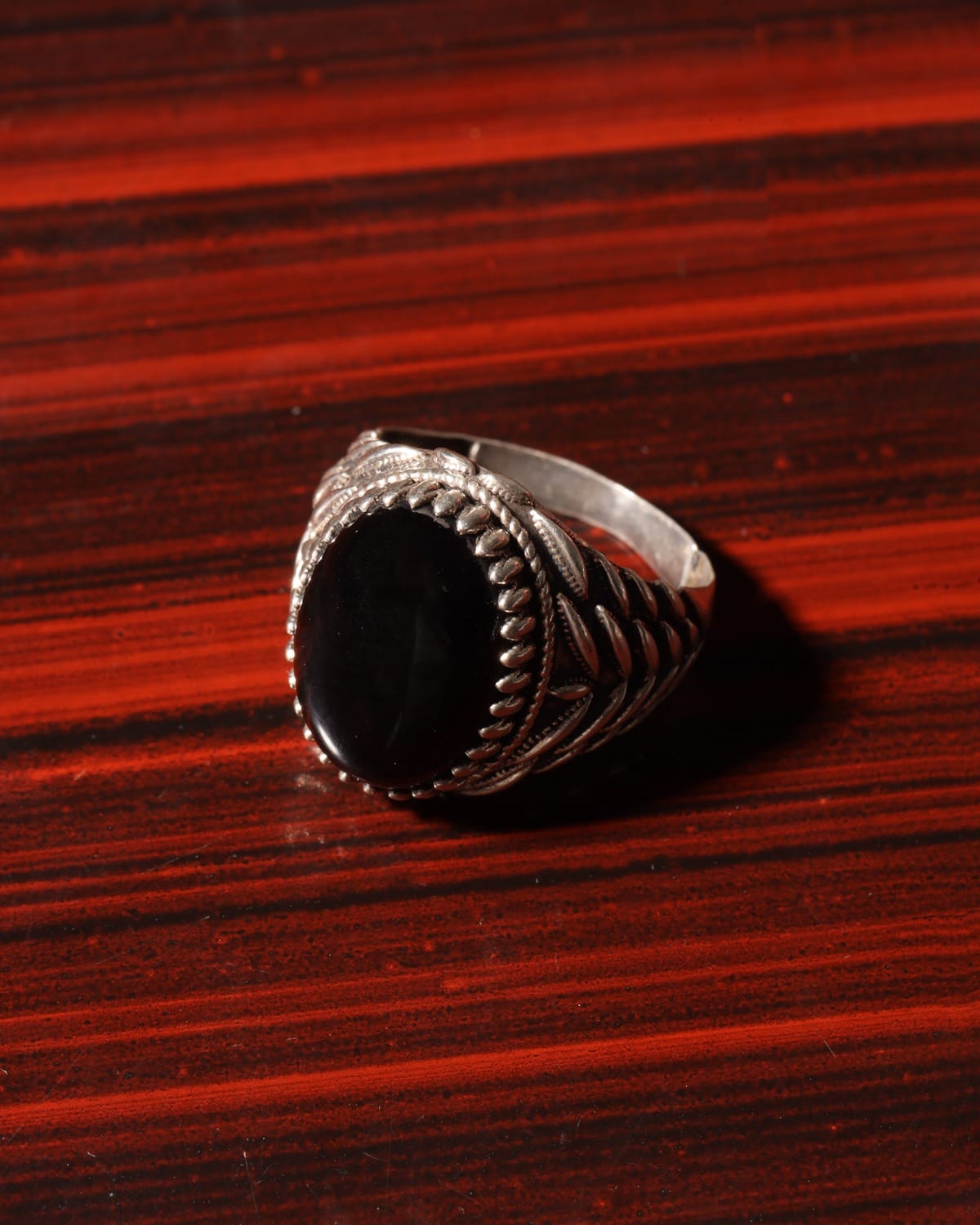 Black Agate Men’s Silver Ring