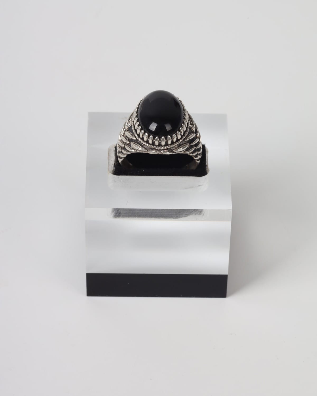 Black Agate Men’s Silver Ring