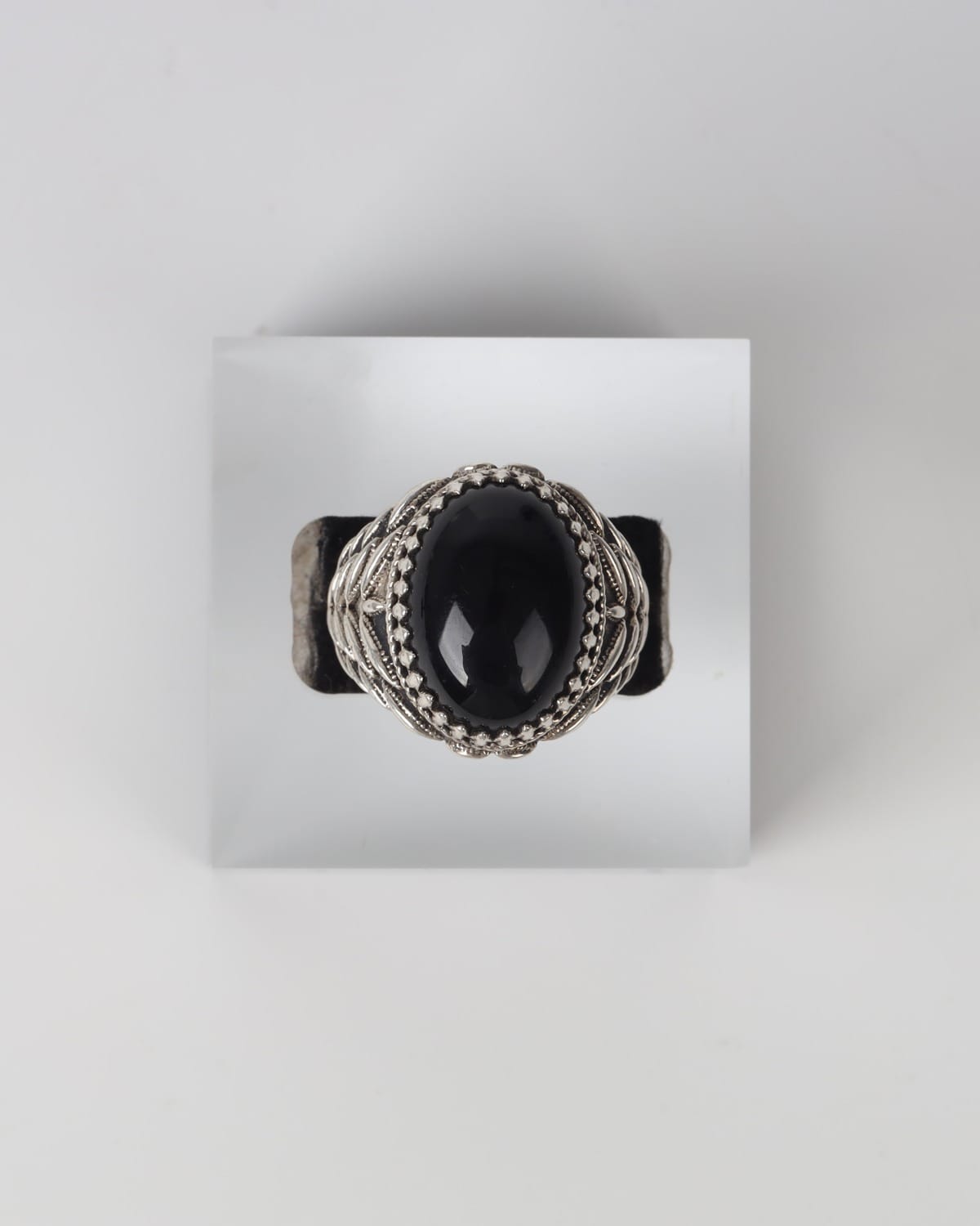 Black Agate Men’s Silver Ring
