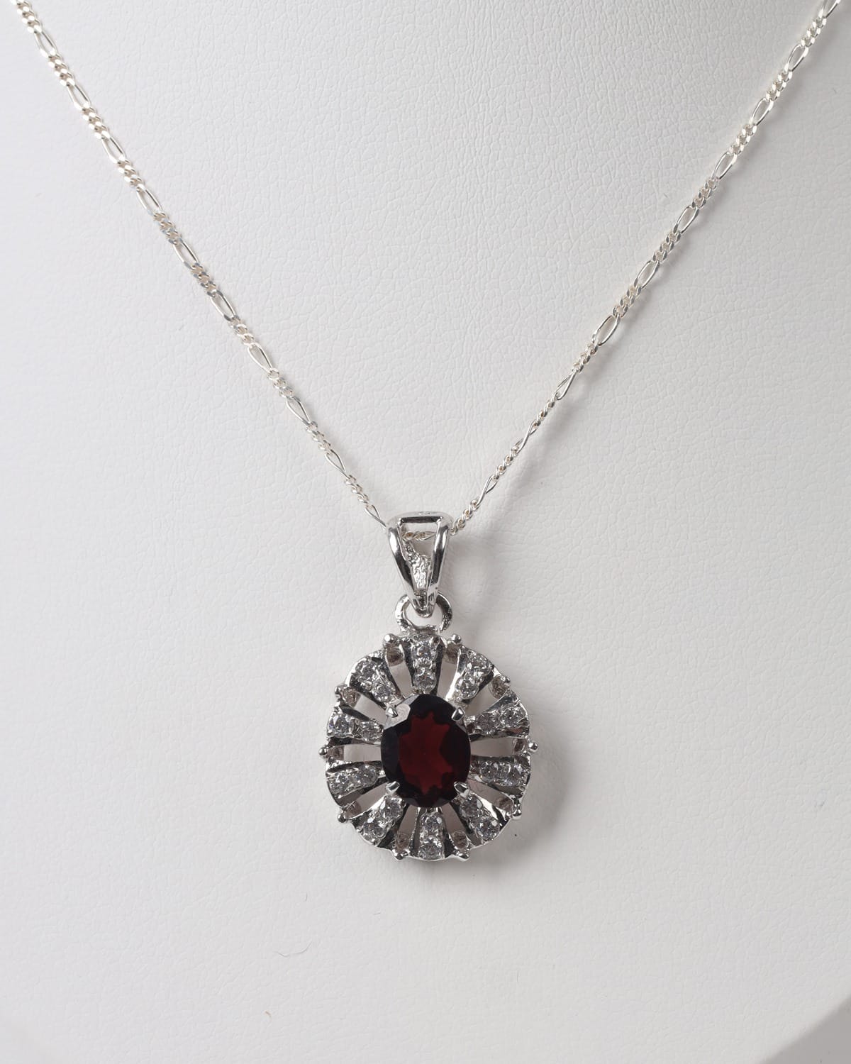 Deep Red Garnet Sterling Silver Necklace