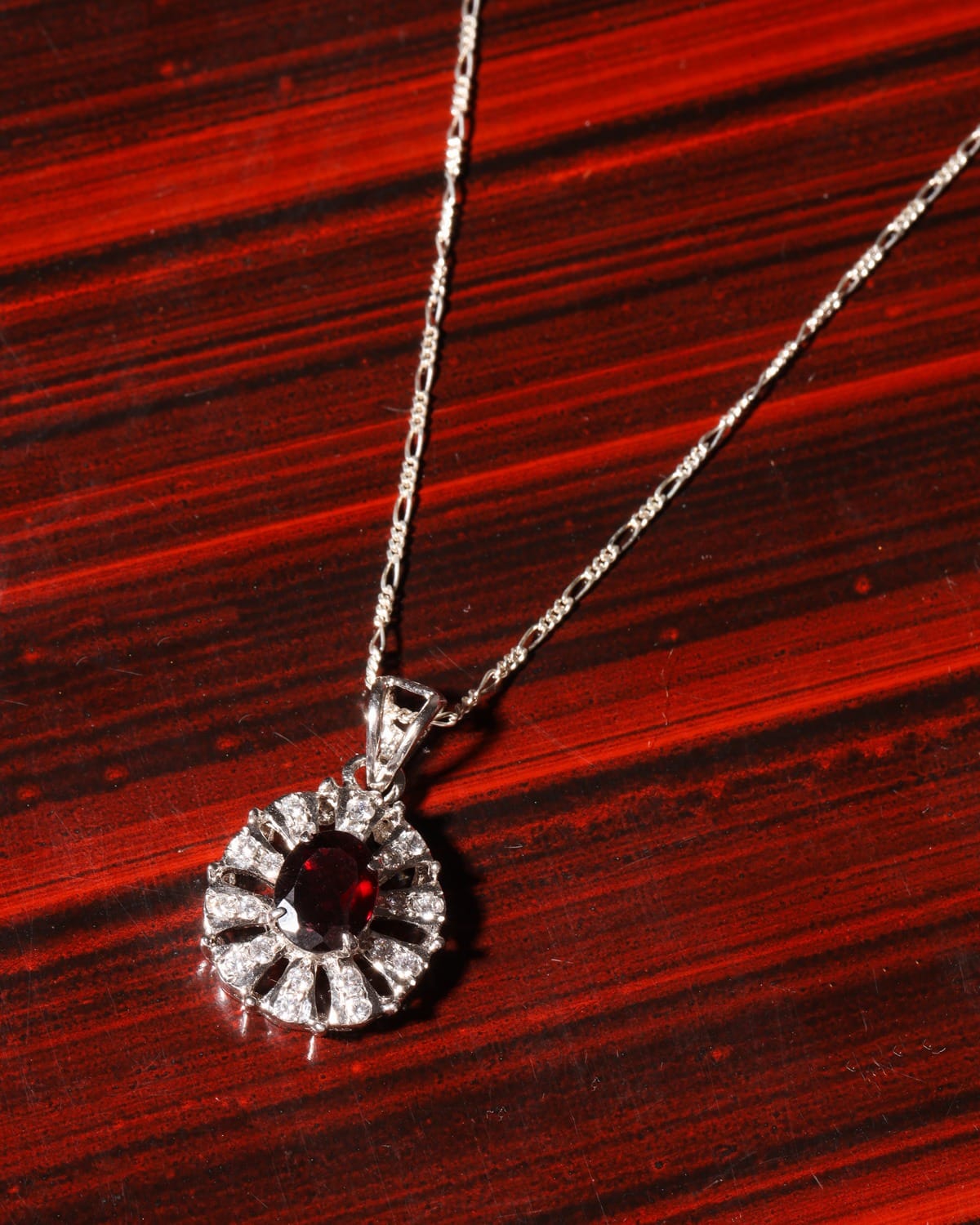 Deep Red Garnet Sterling Silver Necklace