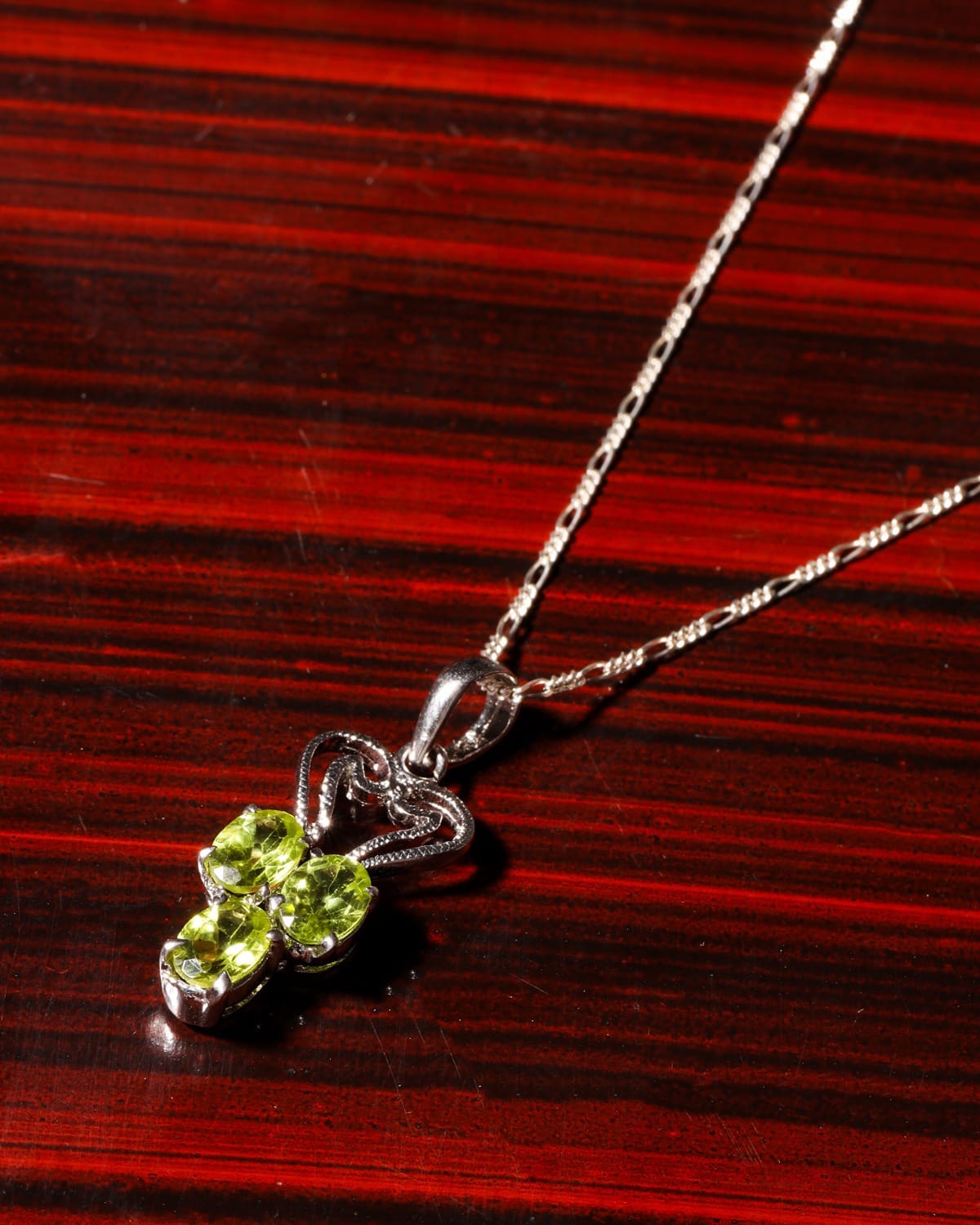 Green Peridot Sterling Silver Necklace