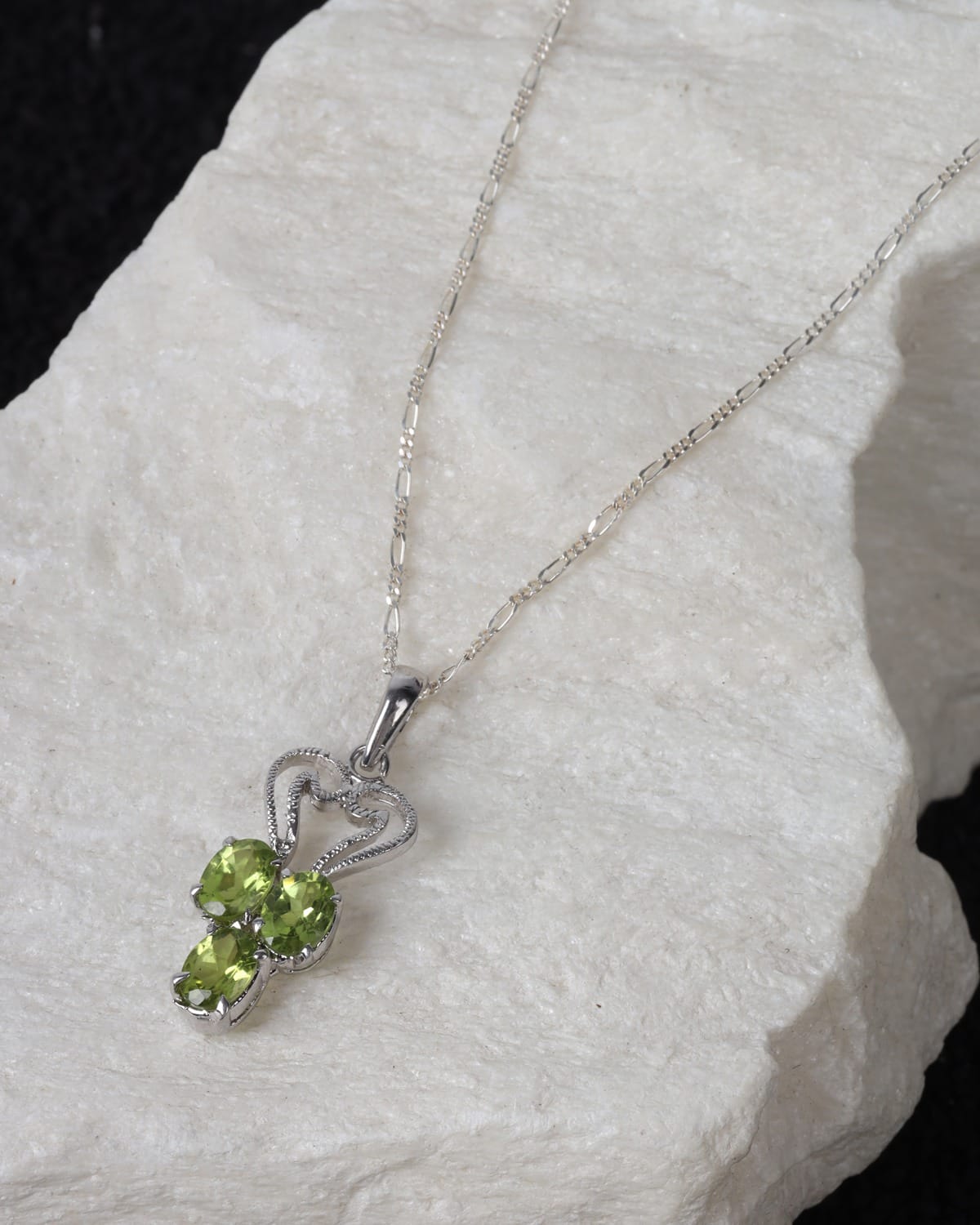Green Peridot Sterling Silver Necklace
