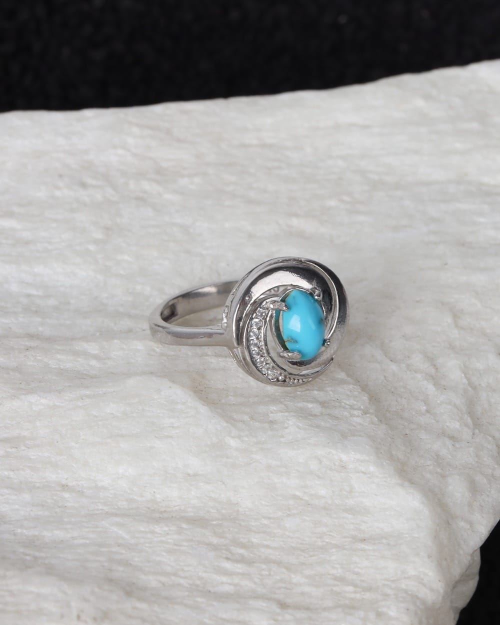 Blue Nishapur Turquoise Silver Ring