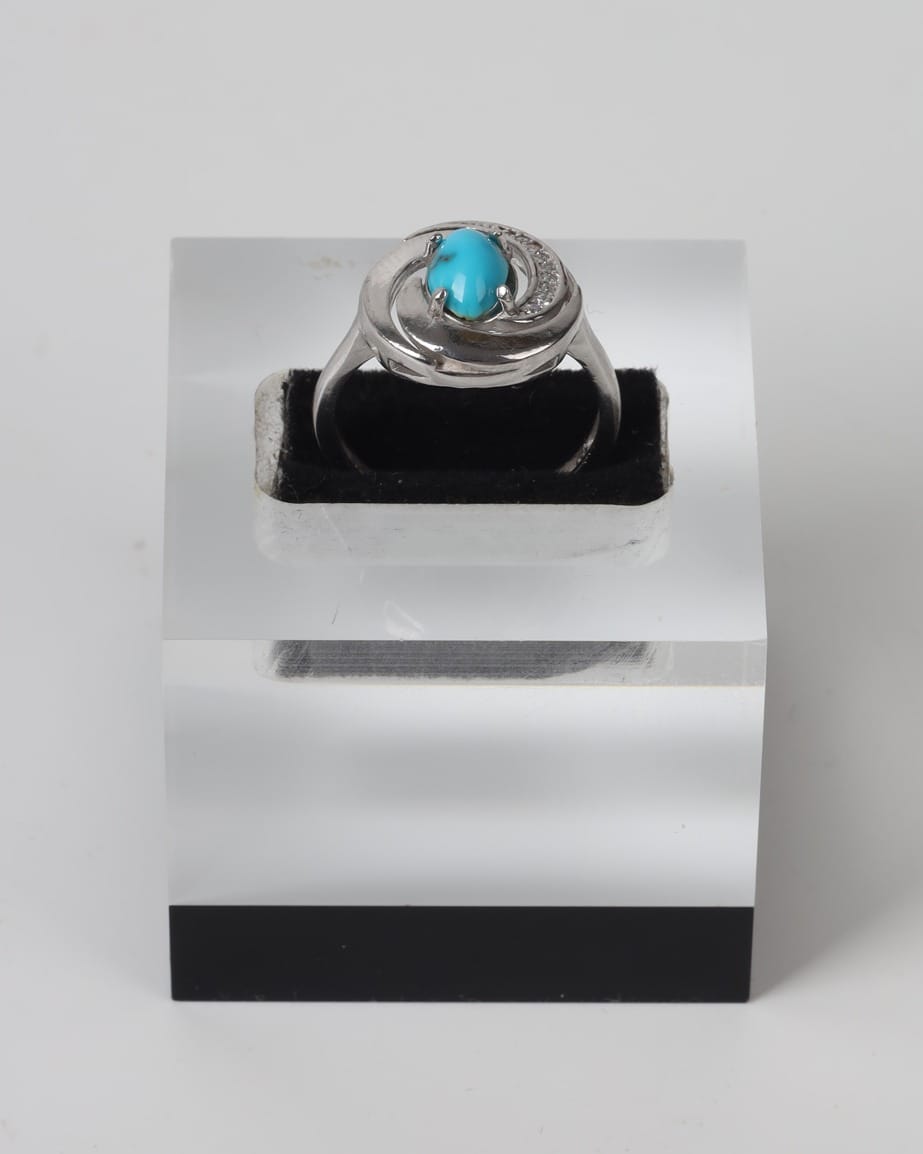 Blue Nishapur Turquoise Silver Ring