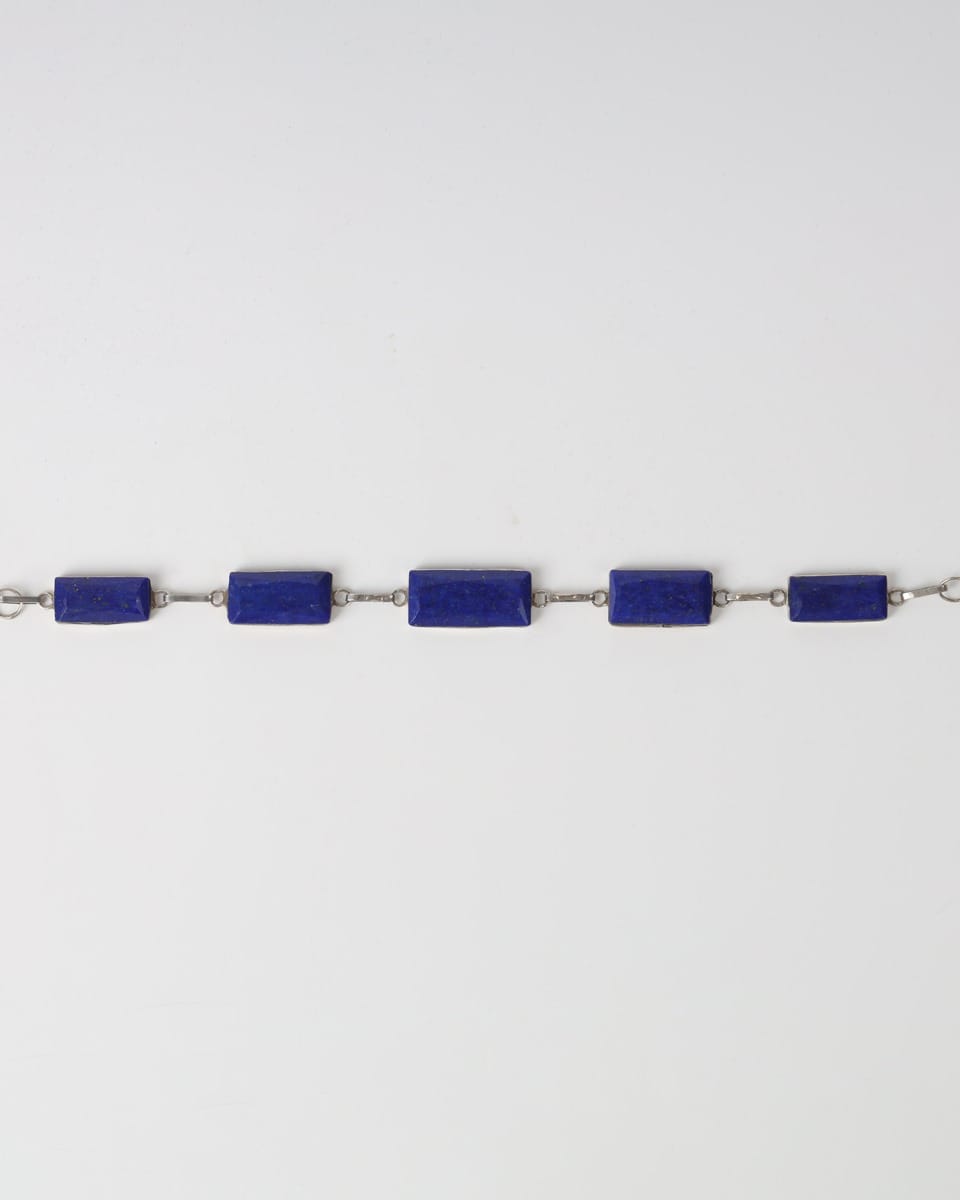 Deep Blue Lapis Lazuli Silver Bracelet