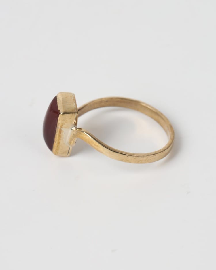 Deep Red Agate Brass Ring