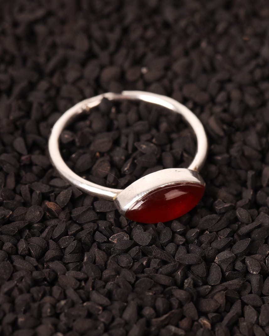 Deep Red Khorasani Agate Sterling Silver Women’s Ring