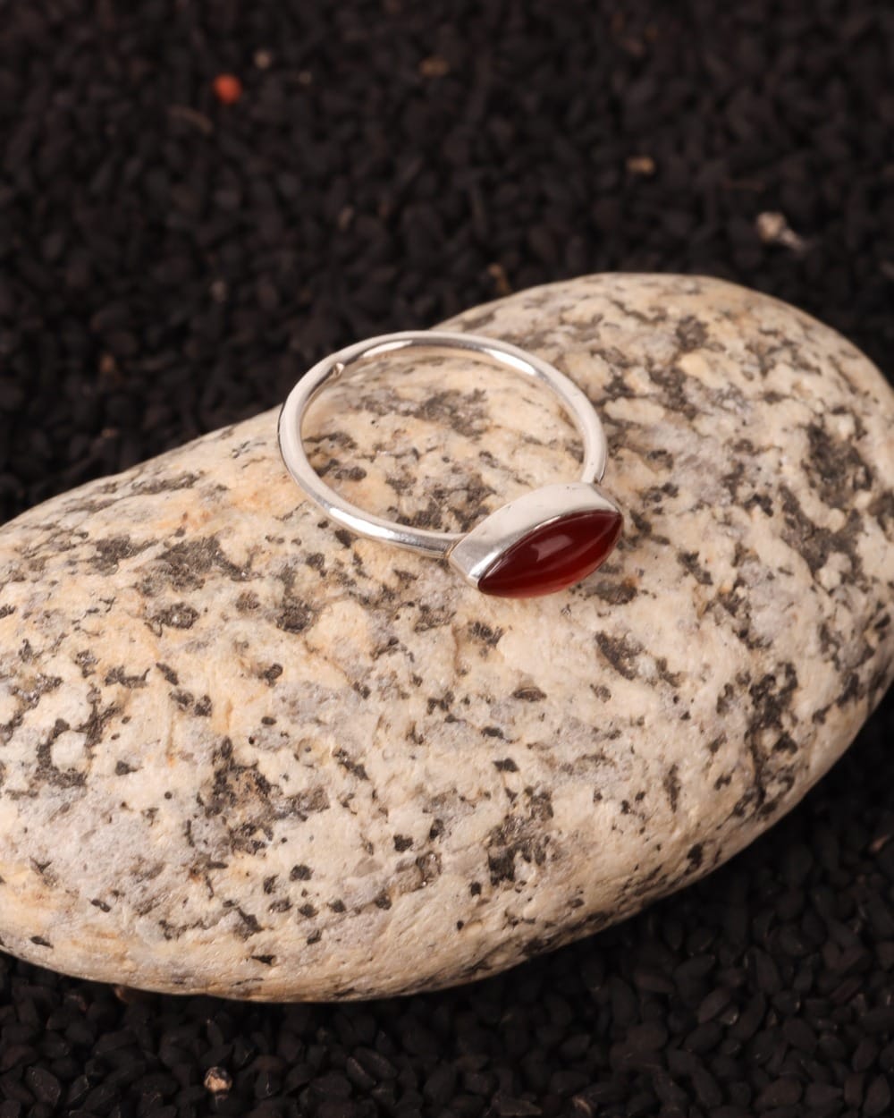 Deep Red Khorasani Agate Sterling Silver Women’s Ring