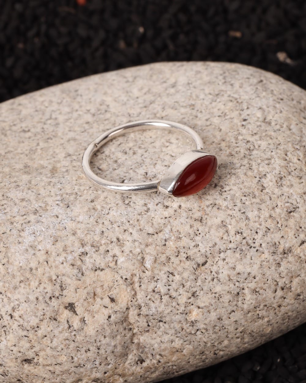 Deep Red Khorasani Agate Sterling Silver Women’s Ring