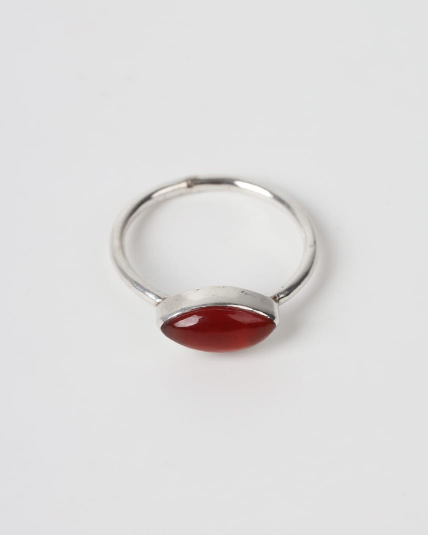 Deep Red Khorasani Agate Sterling Silver Women’s Ring