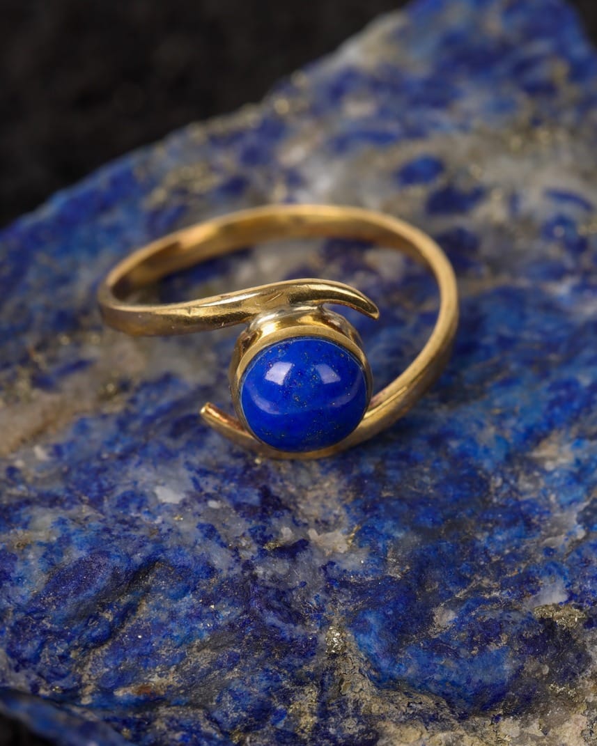 Blue Lapis Lazuli Brass Women’s Ring