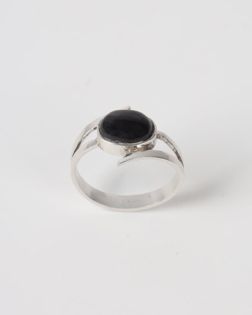 Black  Agate Silver Ring – Elegant Women's Jewelry