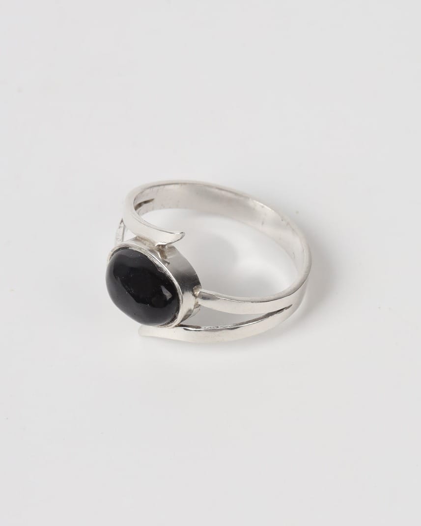 Black  Agate Silver Ring – Elegant Women's Jewelry