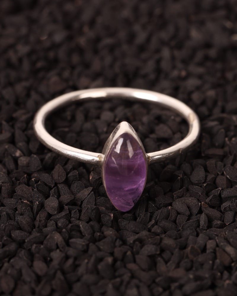 Elegant Purple Amethyst Silver Ring