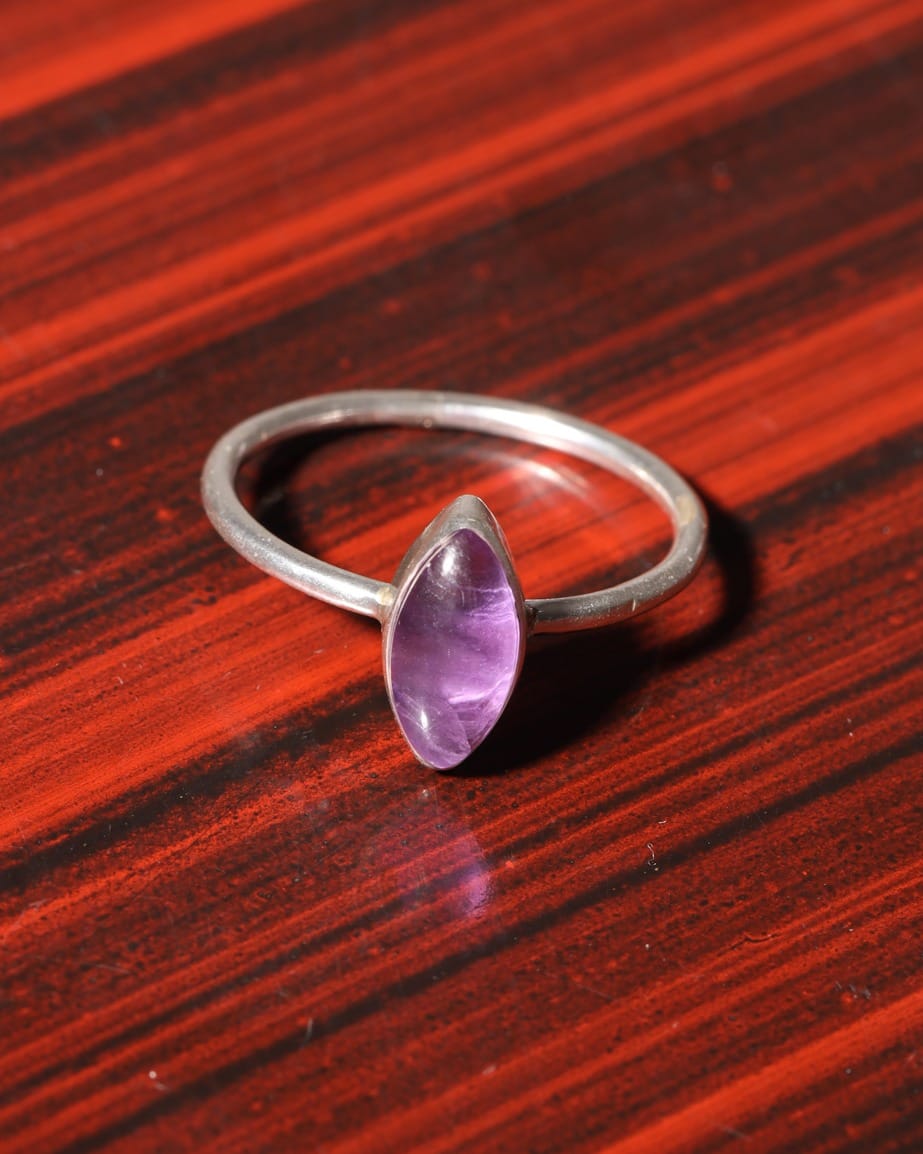 Elegant Purple Amethyst Silver Ring