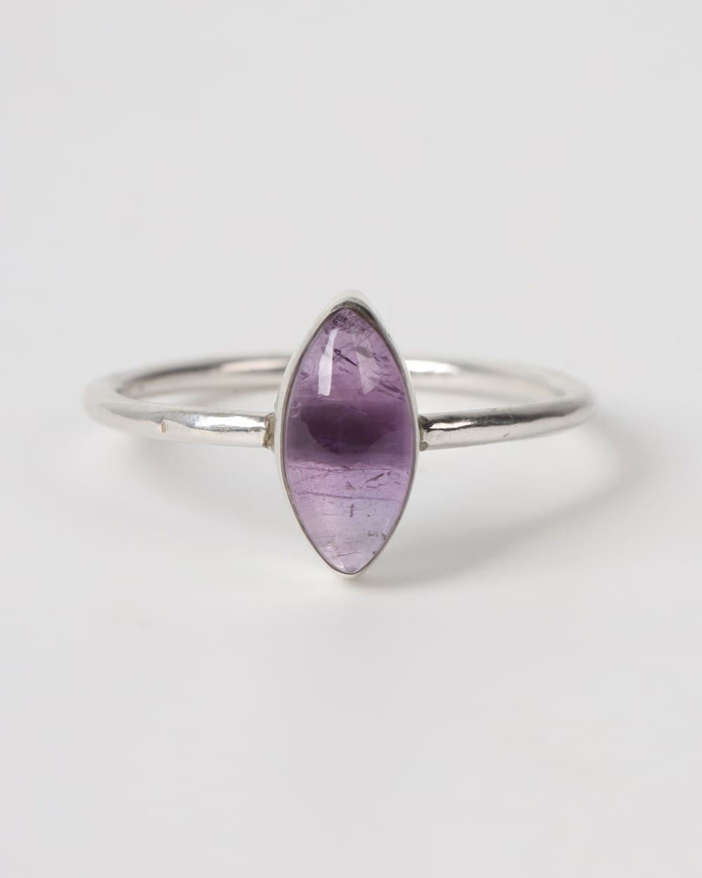 Elegant Purple Amethyst Silver Ring