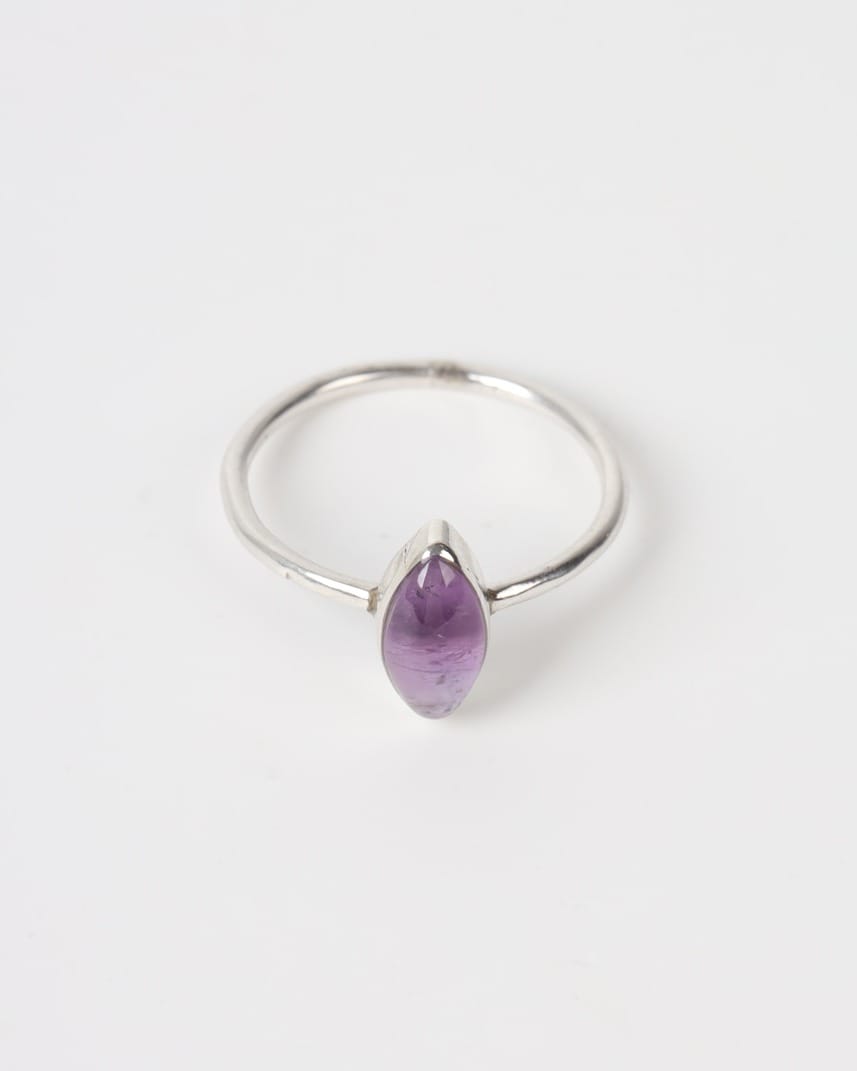 Elegant Purple Amethyst Silver Ring