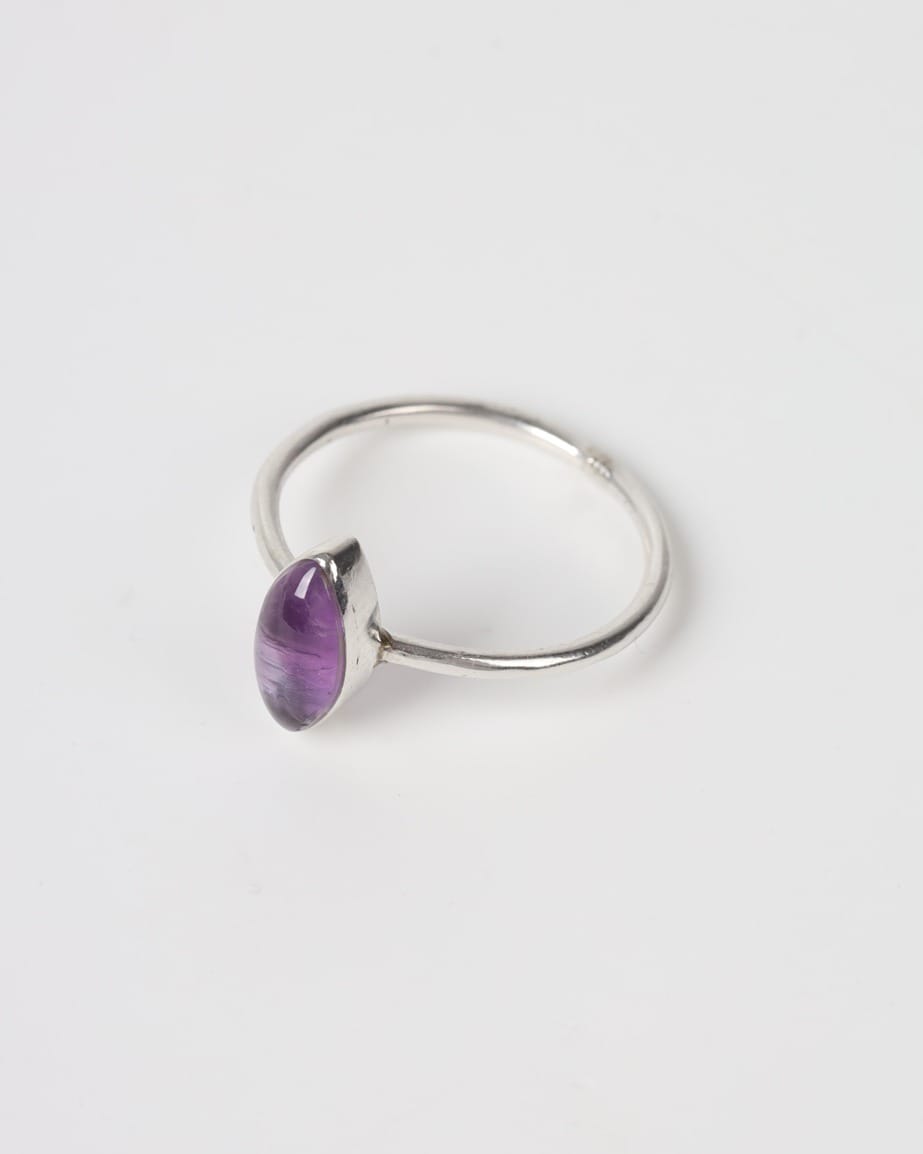 Elegant Purple Amethyst Silver Ring