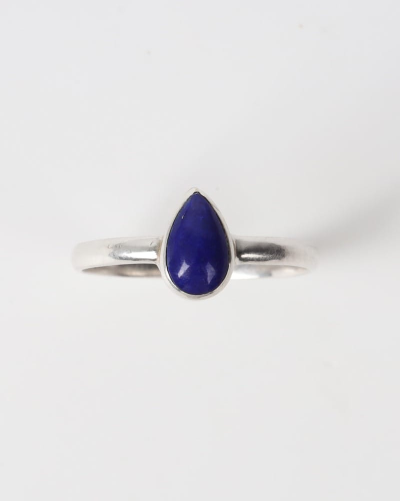 Silver Ring with Deep Lapis Lazuli Stone – Women's Handmade Jewelry