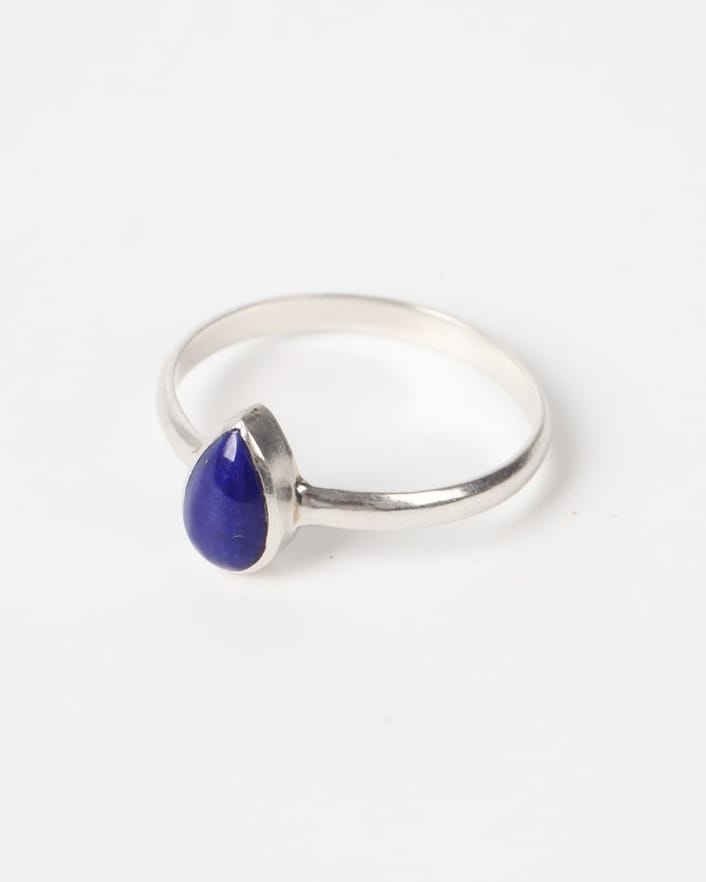 Silver Ring with Deep Lapis Lazuli Stone – Women's Handmade Jewelry