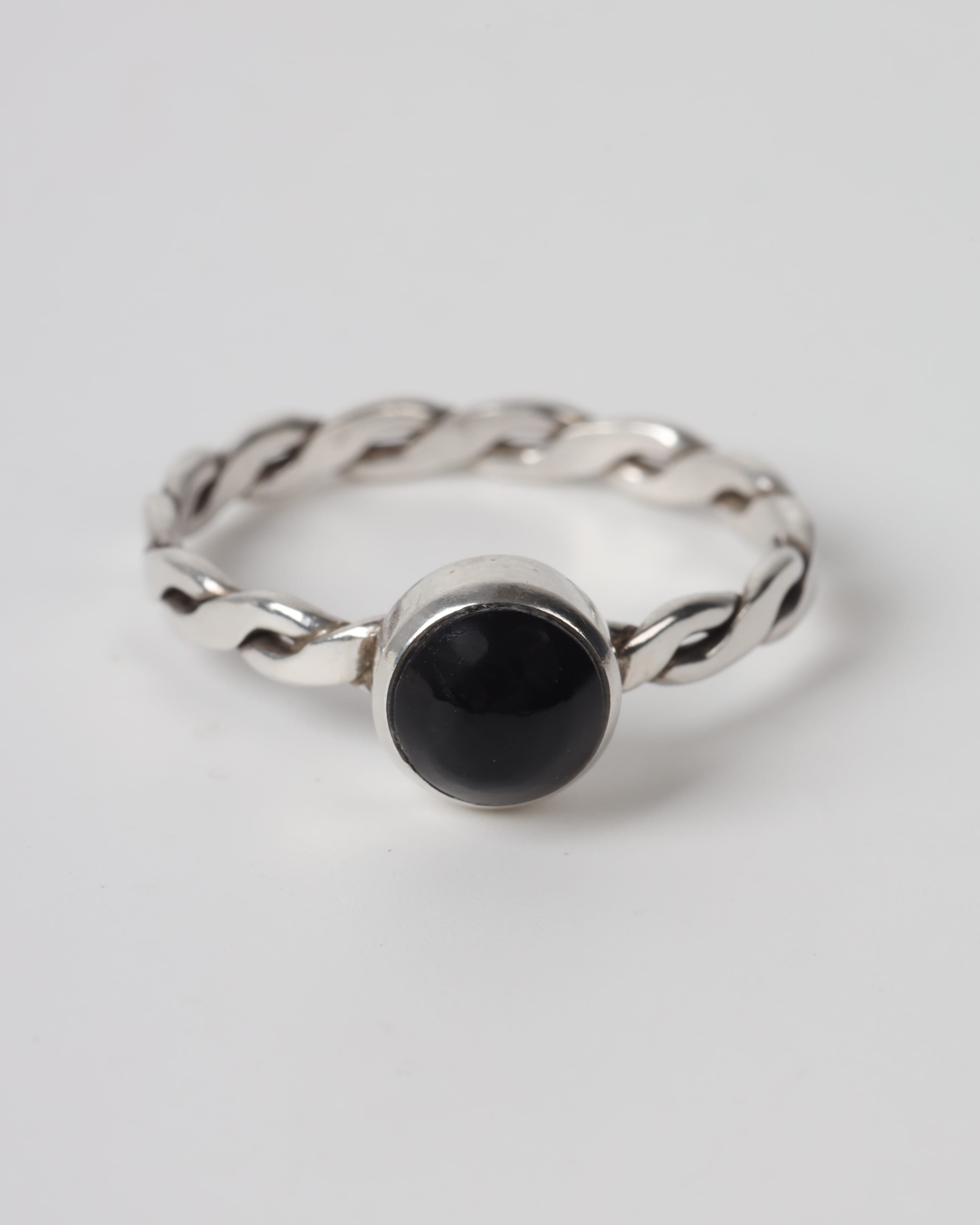 Black Agate Silver Ring – Handmade Women's Jewelry