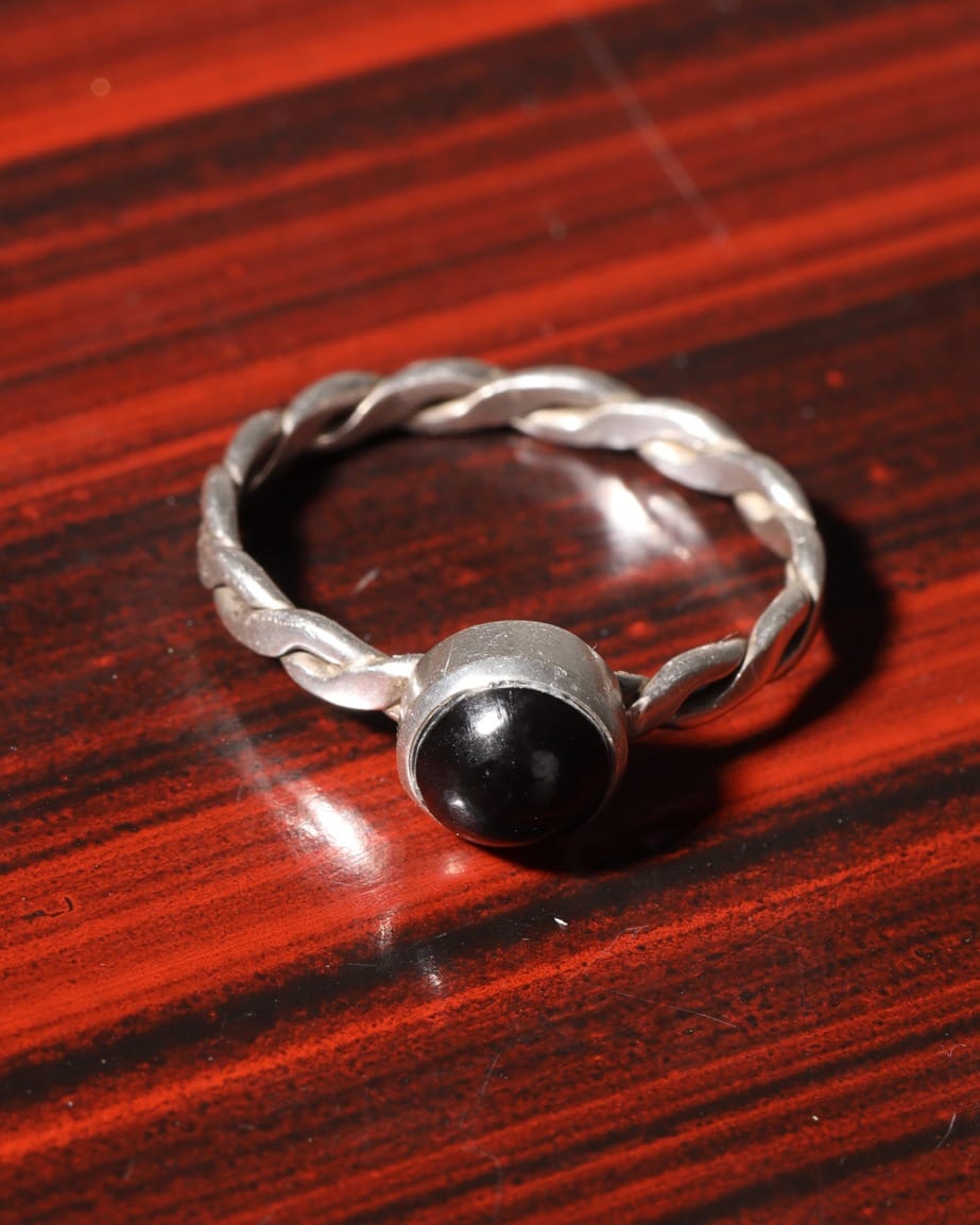 Black Agate Silver Ring – Handmade Women's Jewelry