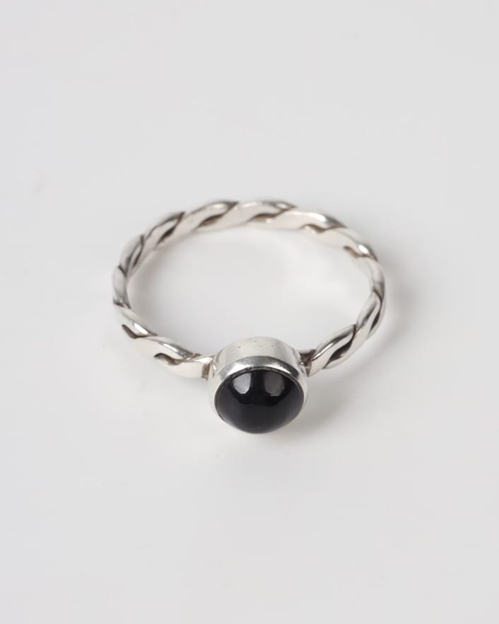 Black Agate Silver Ring – Handmade Women's Jewelry