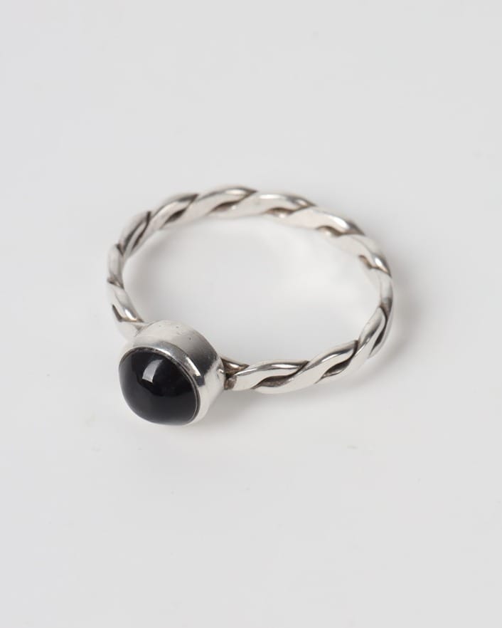 Black Agate Silver Ring – Handmade Women's Jewelry