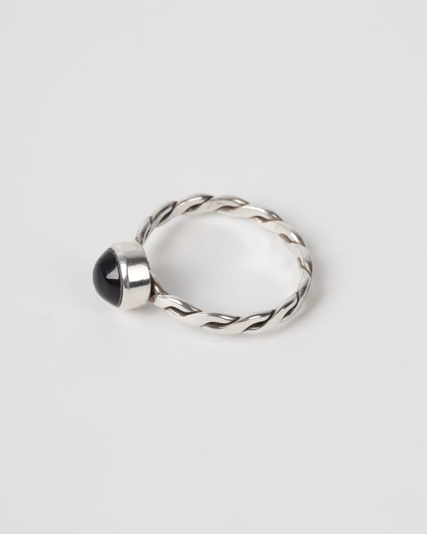 Black Agate Silver Ring – Handmade Women's Jewelry