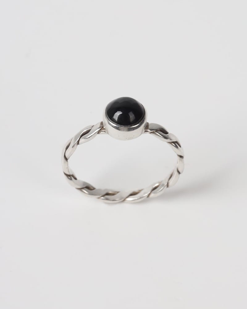 Black Agate Silver Ring – Handmade Women's Jewelry