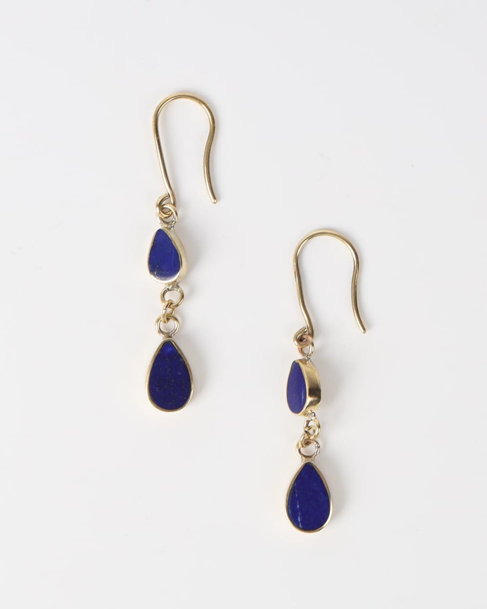 Lapis Lazuli Teardrop Brass Earrings