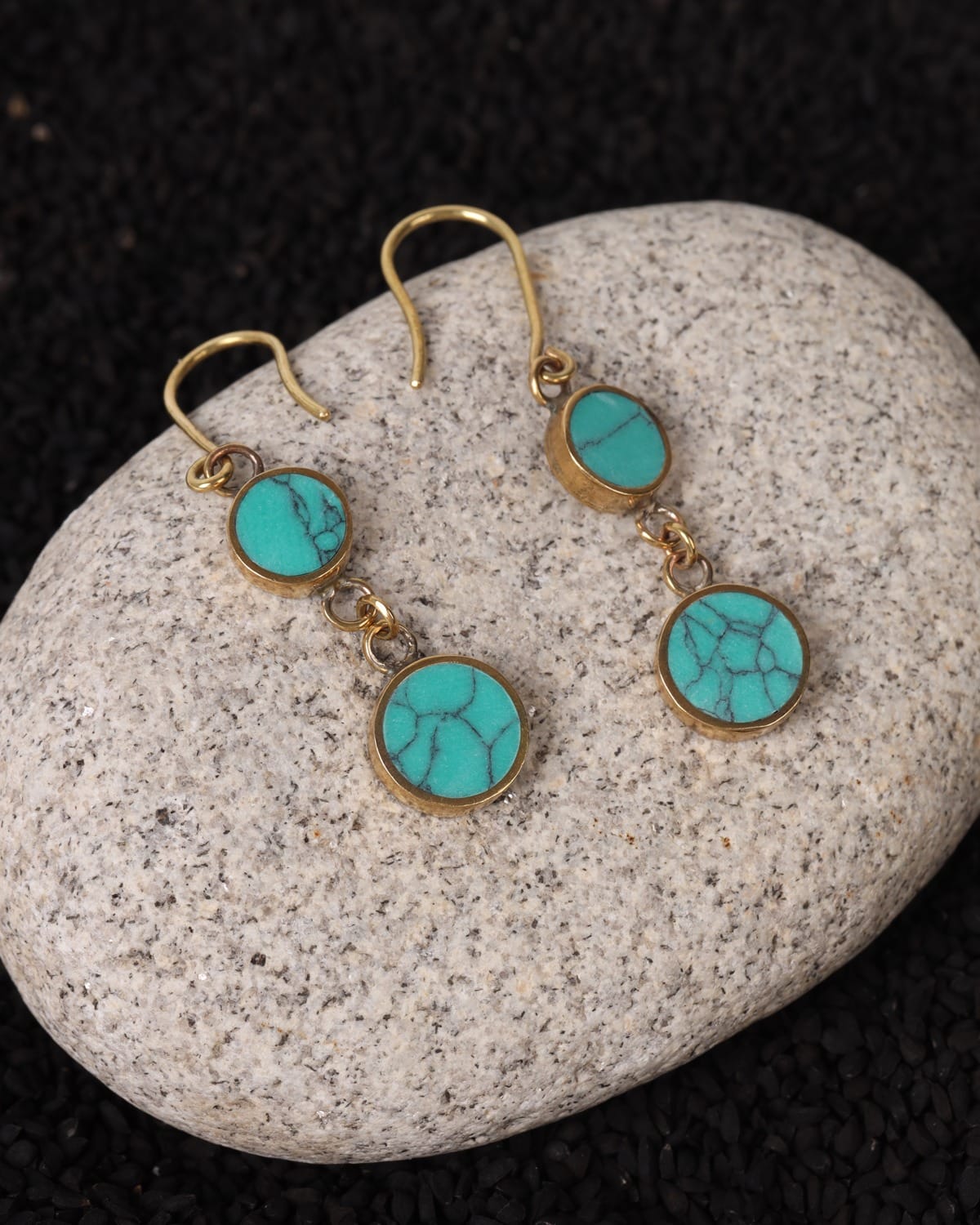 Turquoise Brass Earrings
