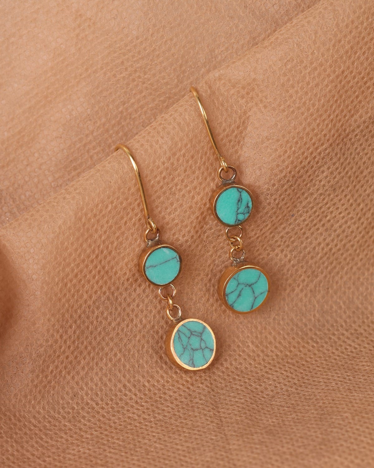 Turquoise Brass Earrings