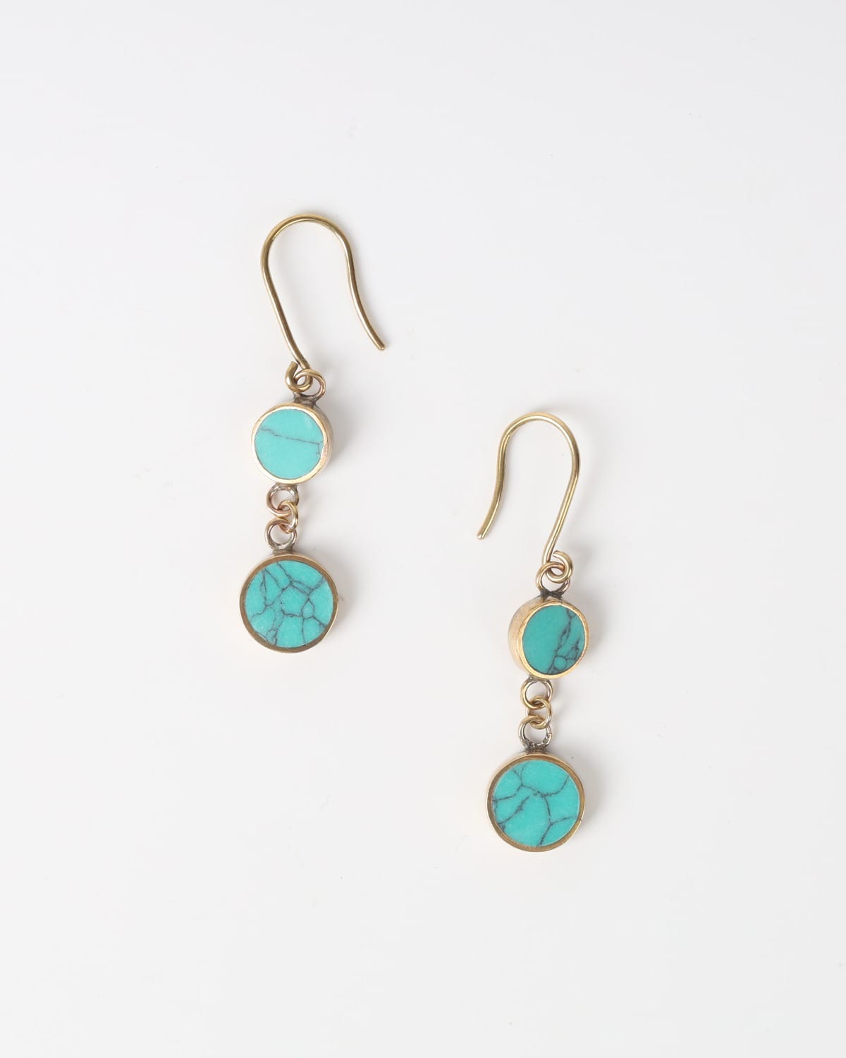 Turquoise Brass Earrings