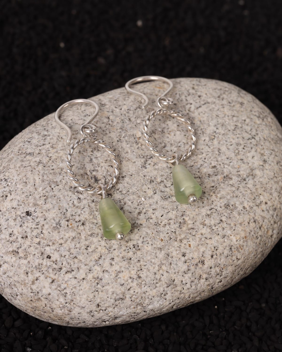 Green Gemstone Earrings in Silver