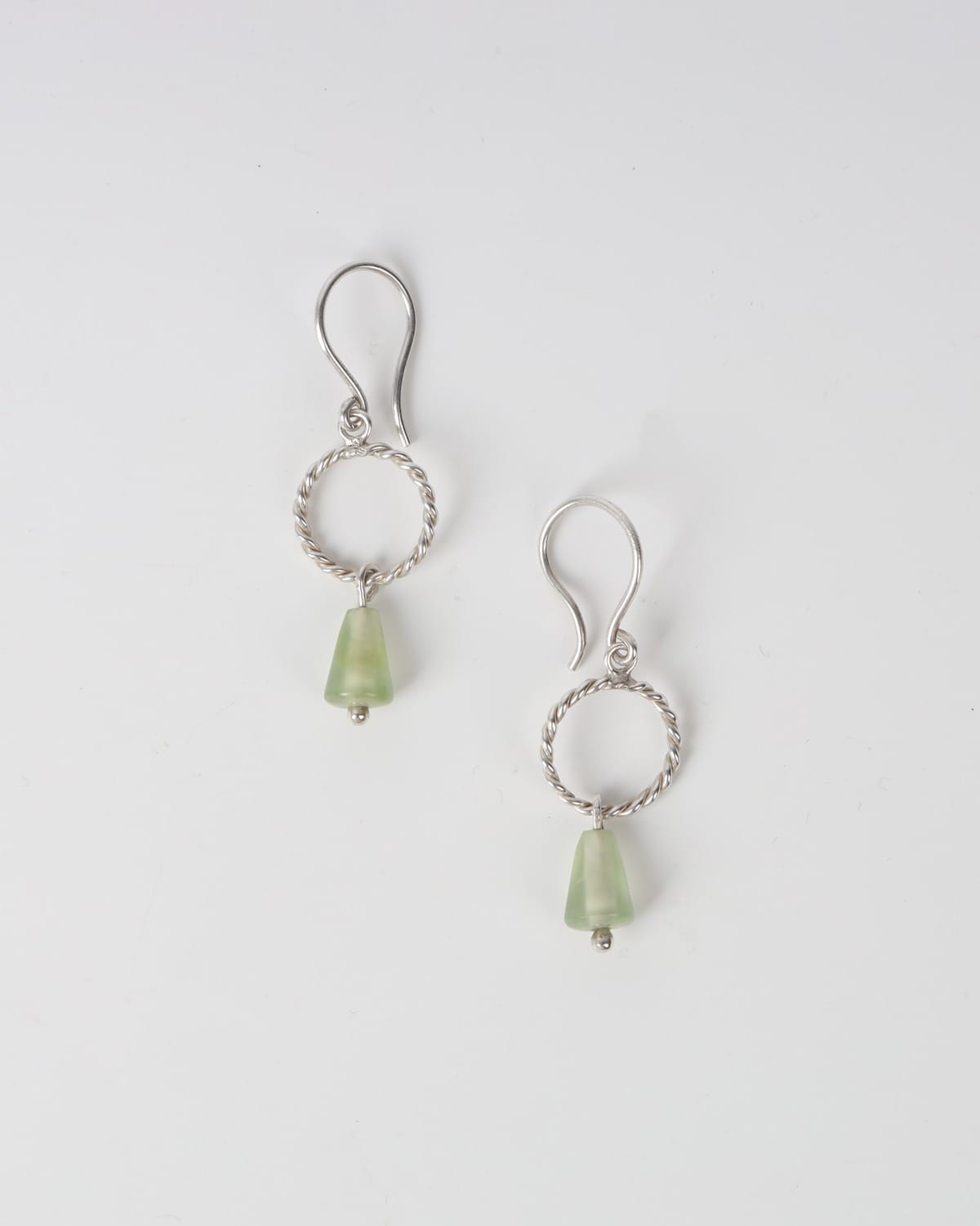 Green Gemstone Earrings in Silver