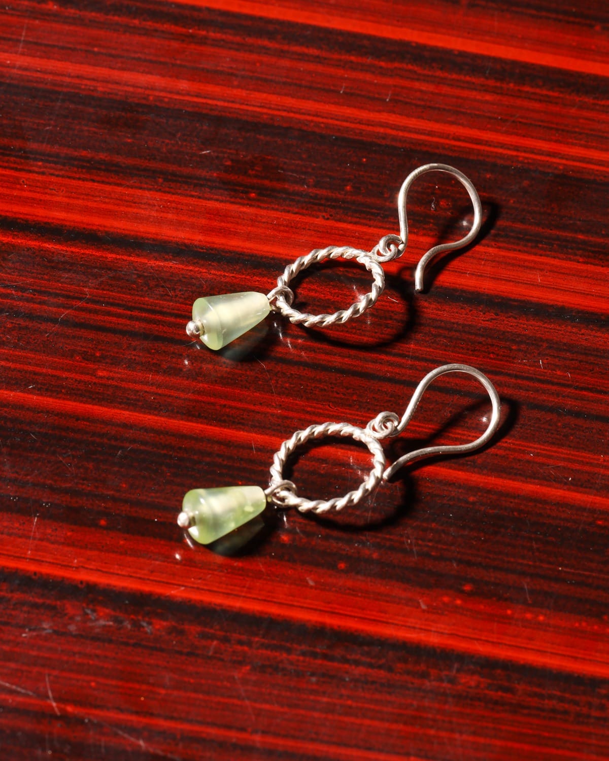 Green Gemstone Earrings in Silver