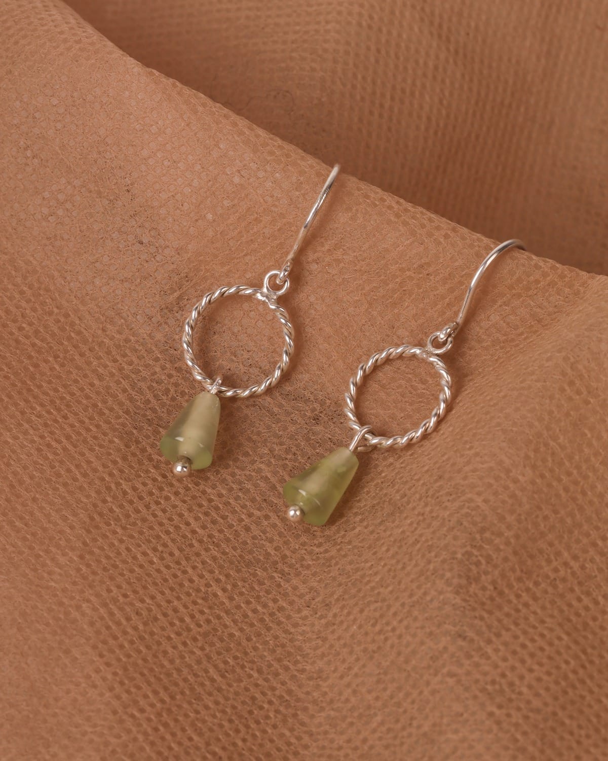 Green Gemstone Earrings in Silver