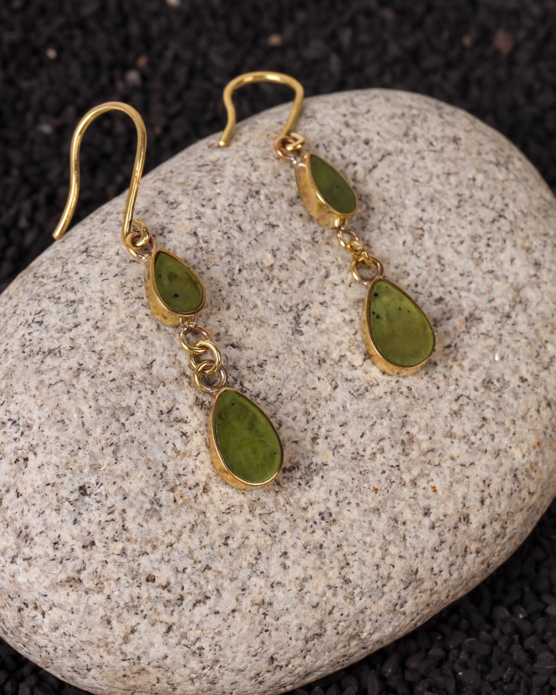 Green Gemstone Drop Earrings