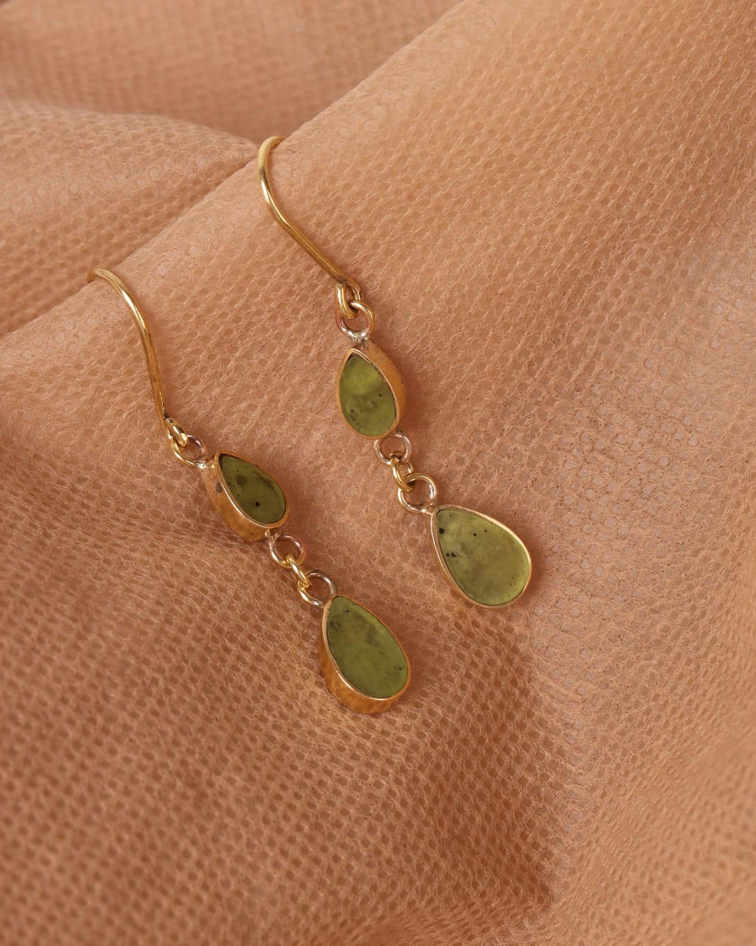 Green Gemstone Drop Earrings