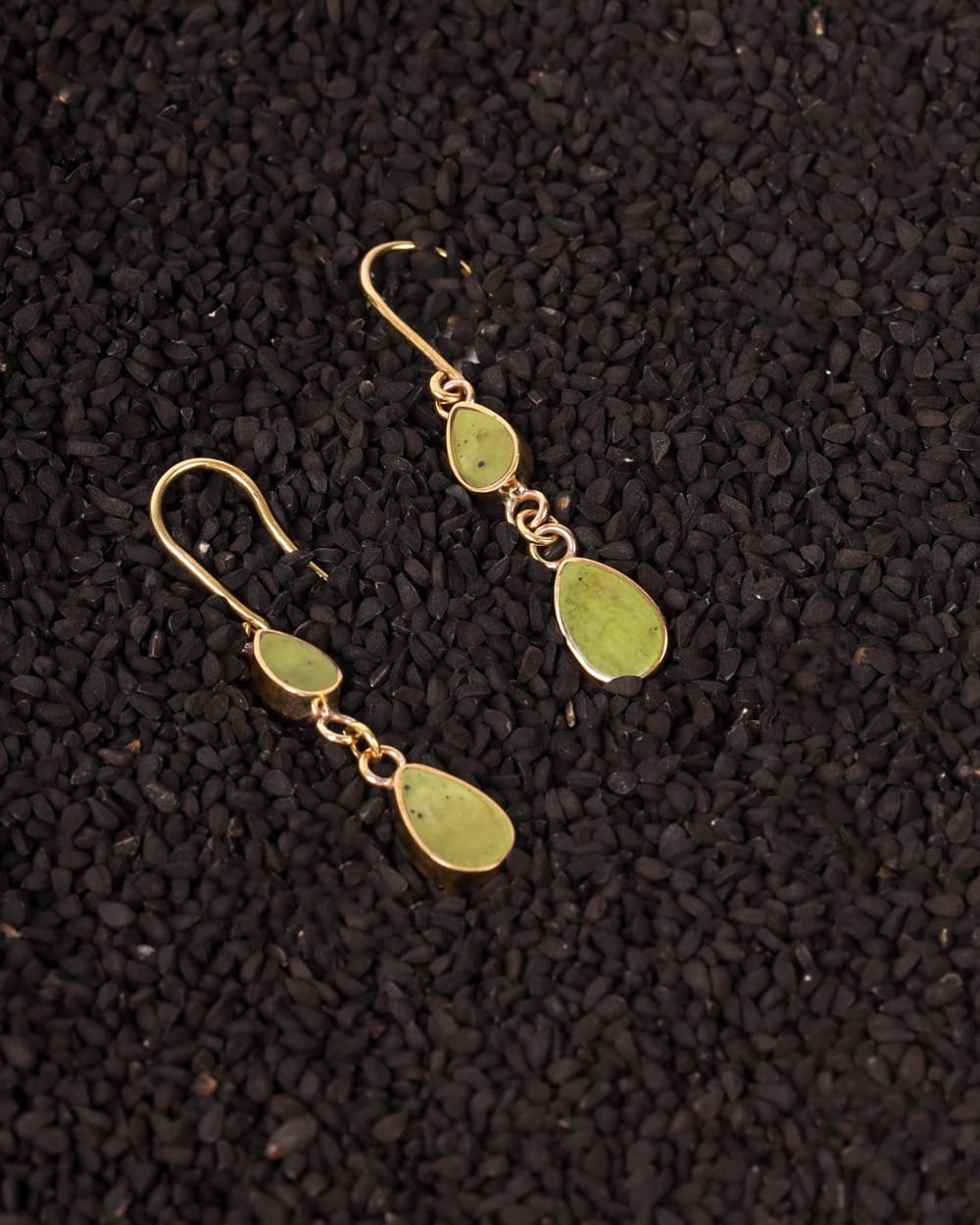 Green Gemstone Drop Earrings