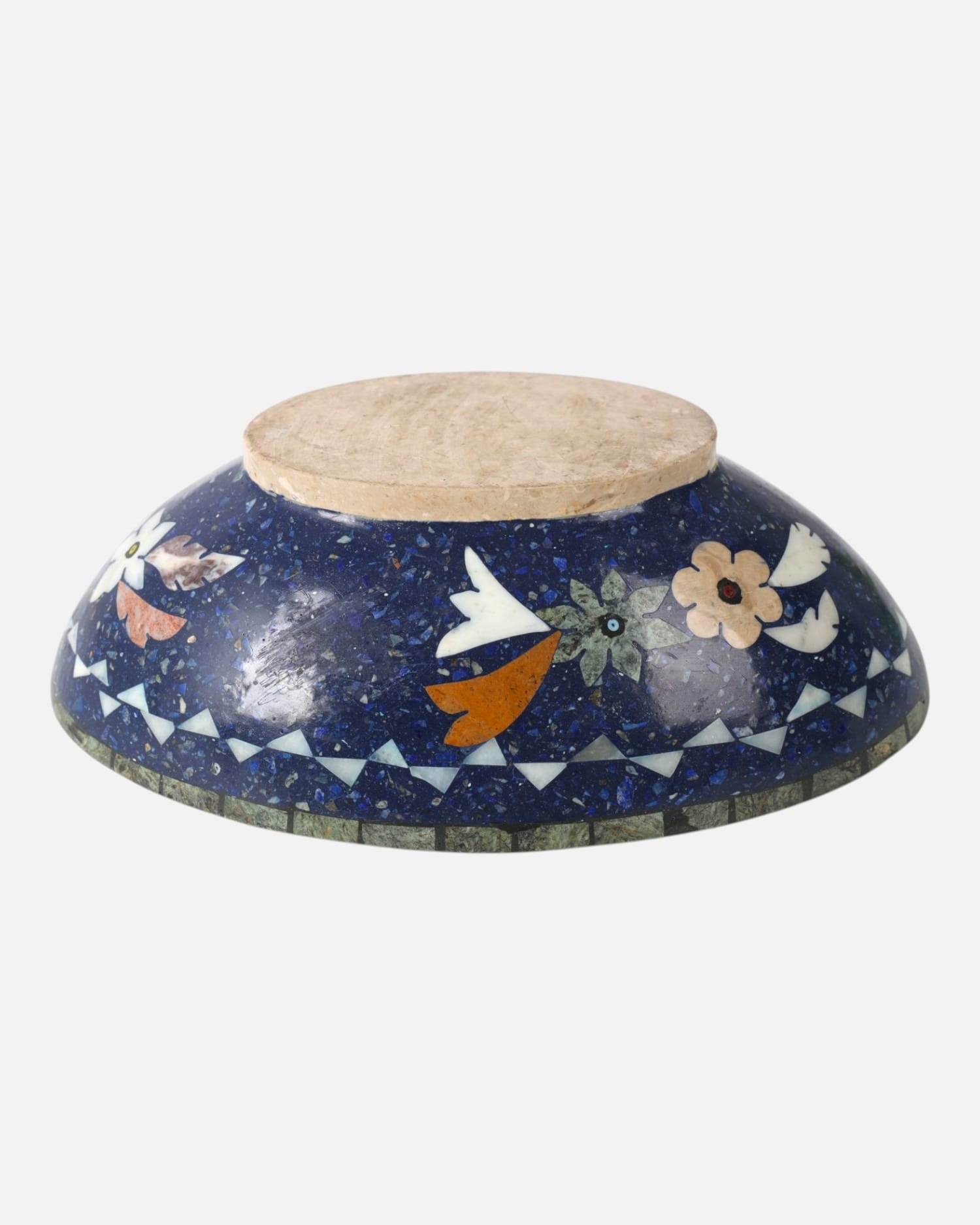 Lapis Inlay Handmade Bowl Floral Mosaic Shape