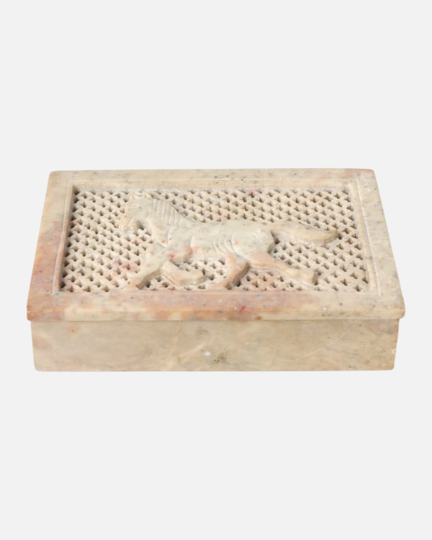 Carved Marble Horse Trinket Box