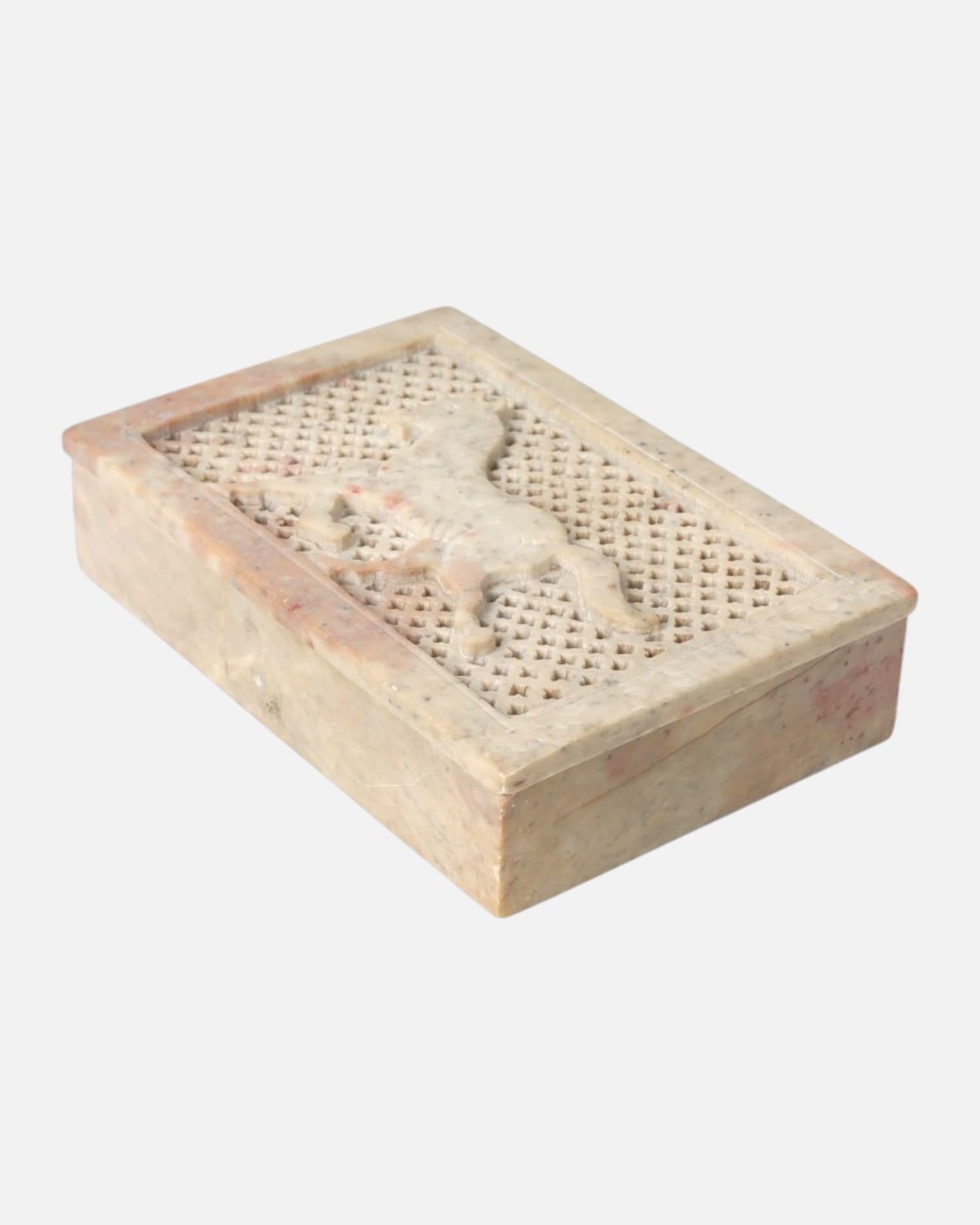 Carved Marble Horse Trinket Box